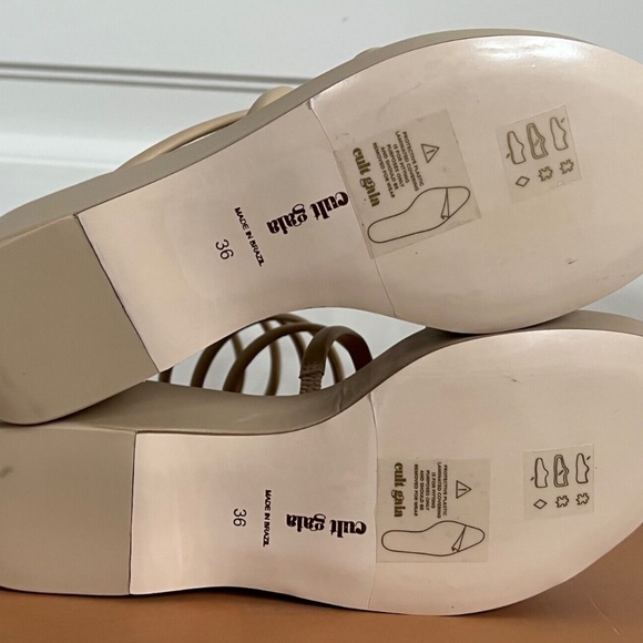 Cult Gaia Alba Sand Leather Coil Wrap Platform Wedge Strappy Sandals Pumps - Picture 9 of 10